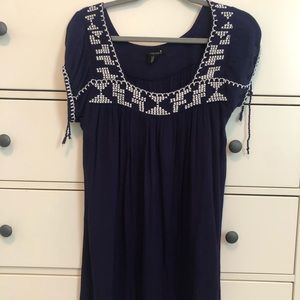 Navy with white lace dress